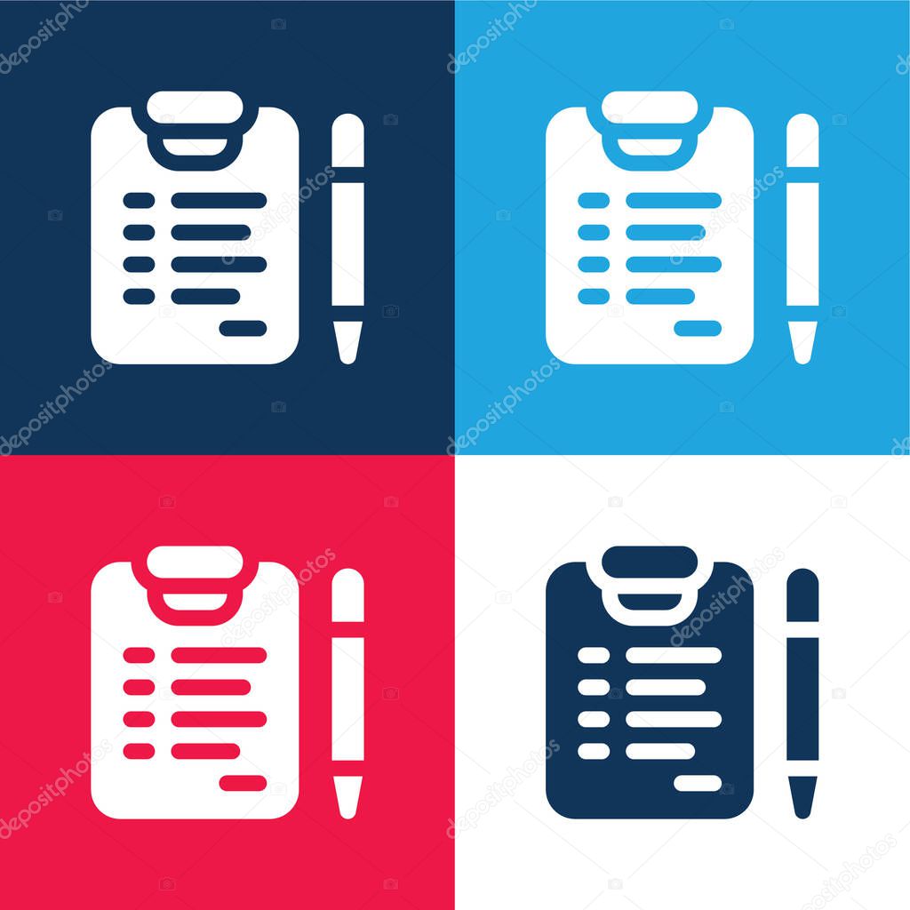 Adoption Form blue and red four color minimal icon set