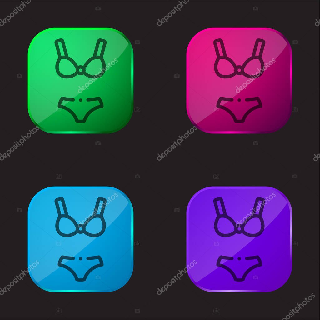 Bikini four color glass button icon