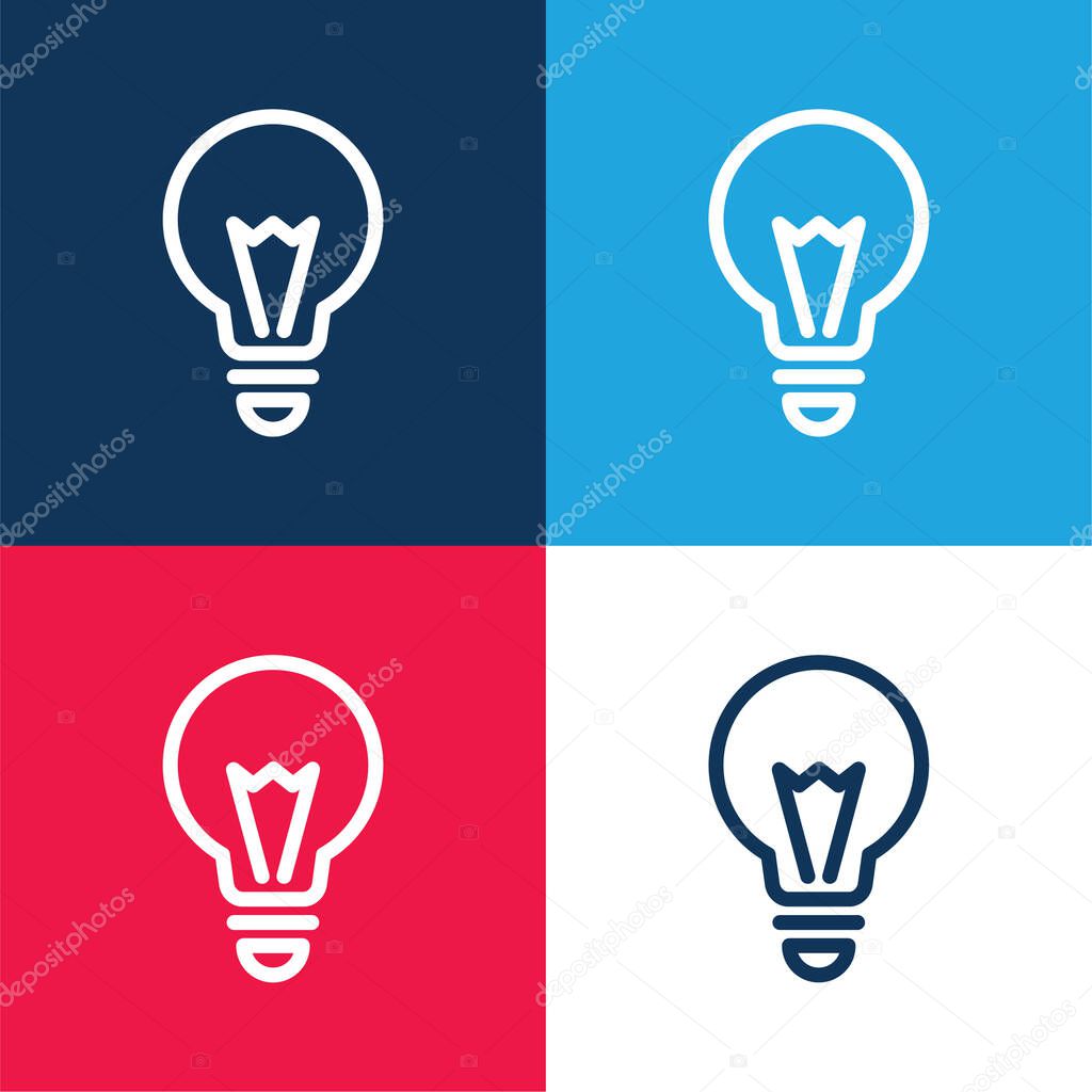 Big Light blue and red four color minimal icon set