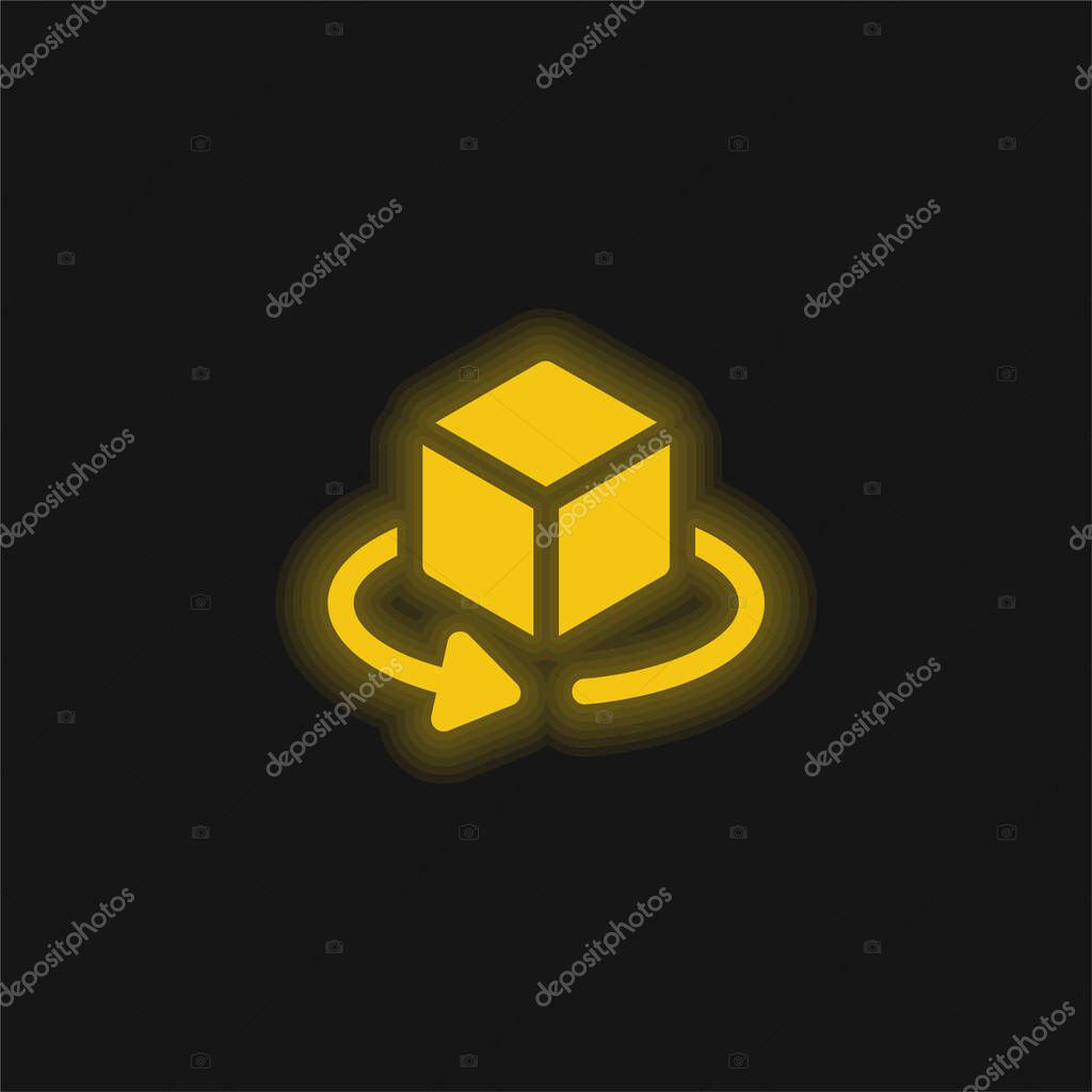 3d View yellow glowing neon icon