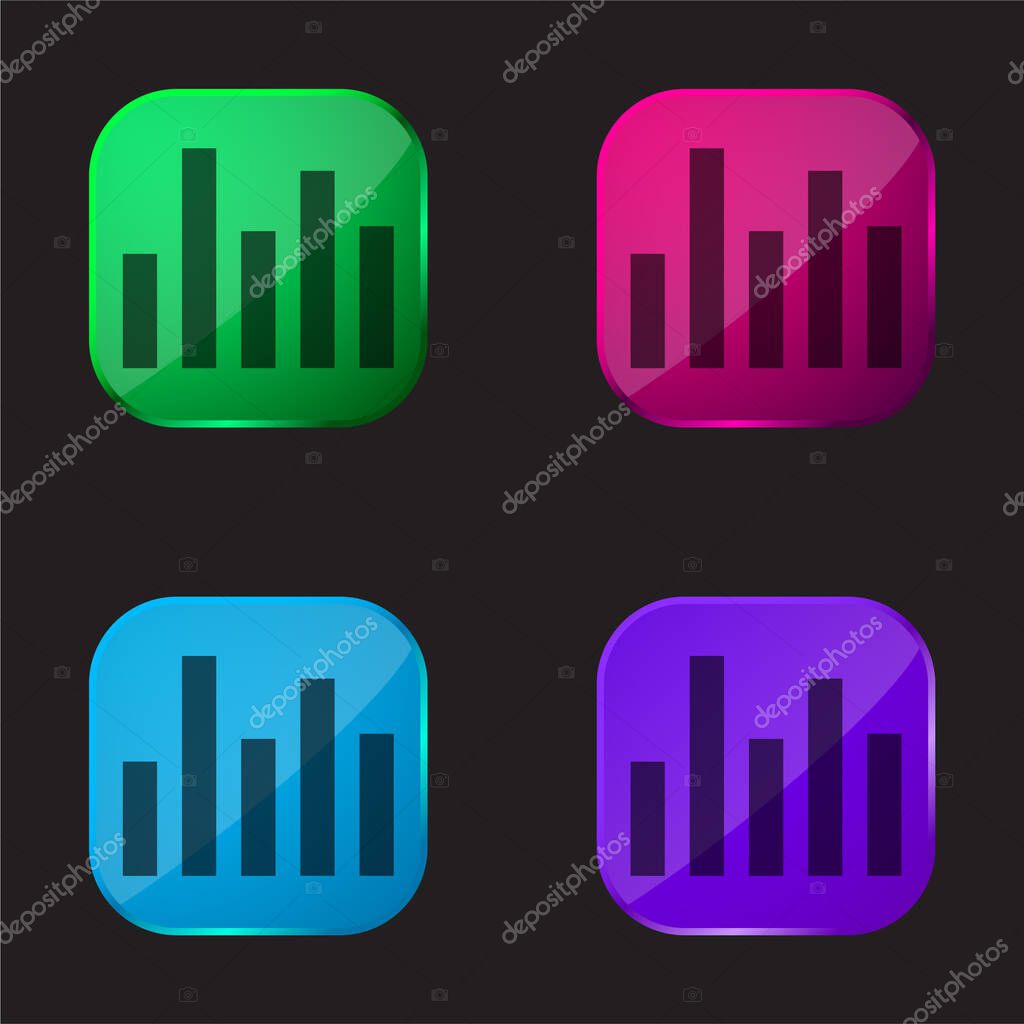 Bars four color glass button icon