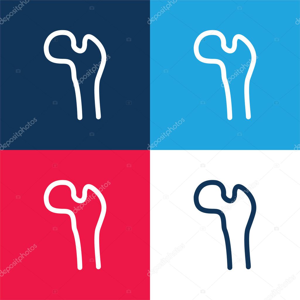 Bone Structure Tip blue and red four color minimal icon set