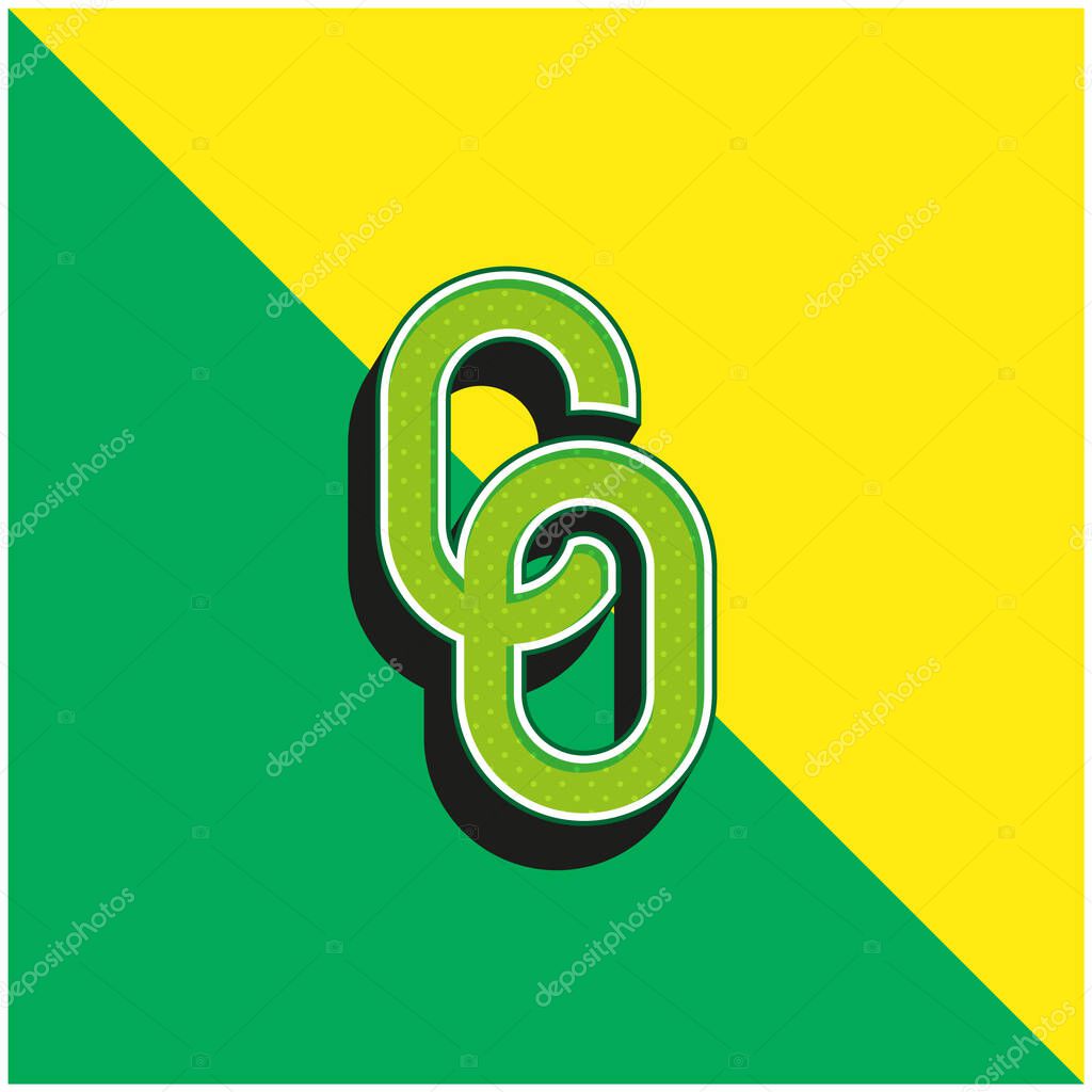 Big Chain Green and yellow modern 3d vector icon logo