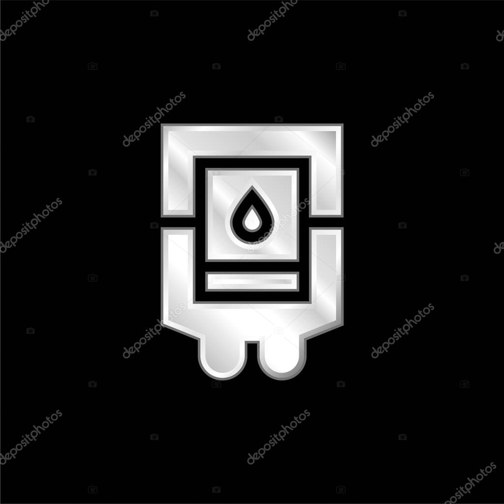 Blood Bag silver plated metallic icon