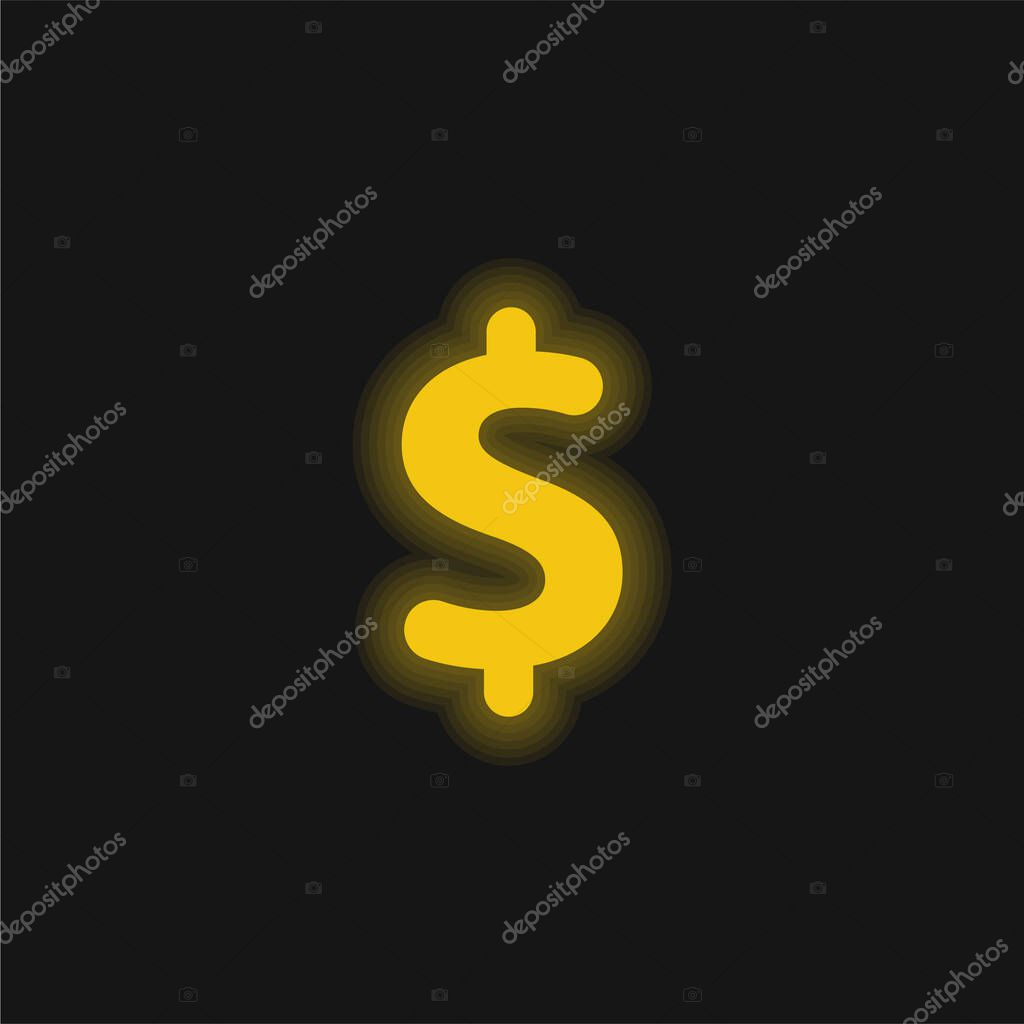 Big Dollar Sign yellow glowing neon icon