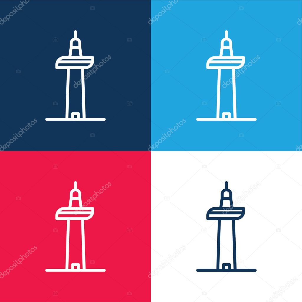Auckland blue and red four color minimal icon set