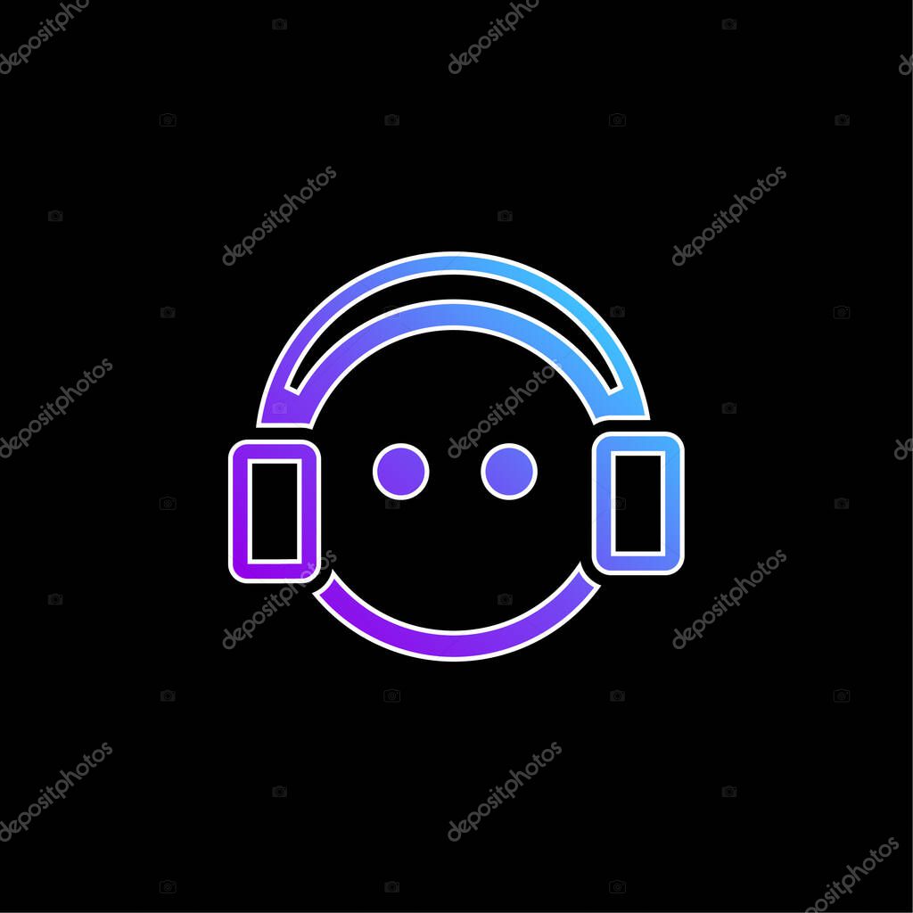 Boy With Headphones blue gradient vector icon