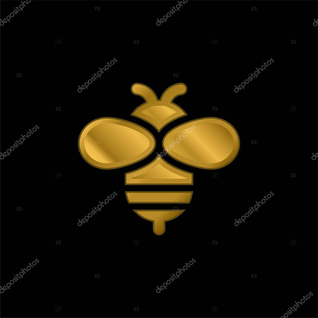Bee gold plated metalic icon or logo vector