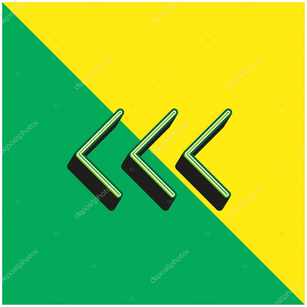 Arrowheads Pointing To The Left Green and yellow modern 3d vector icon logo