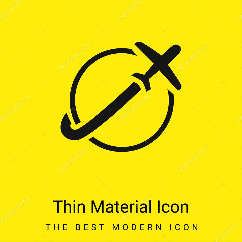 Airplane Travelling Around Earth minimal bright yellow material icon