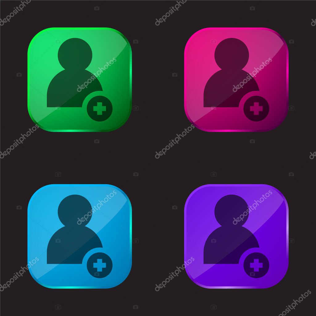 Add Friend four color glass button icon