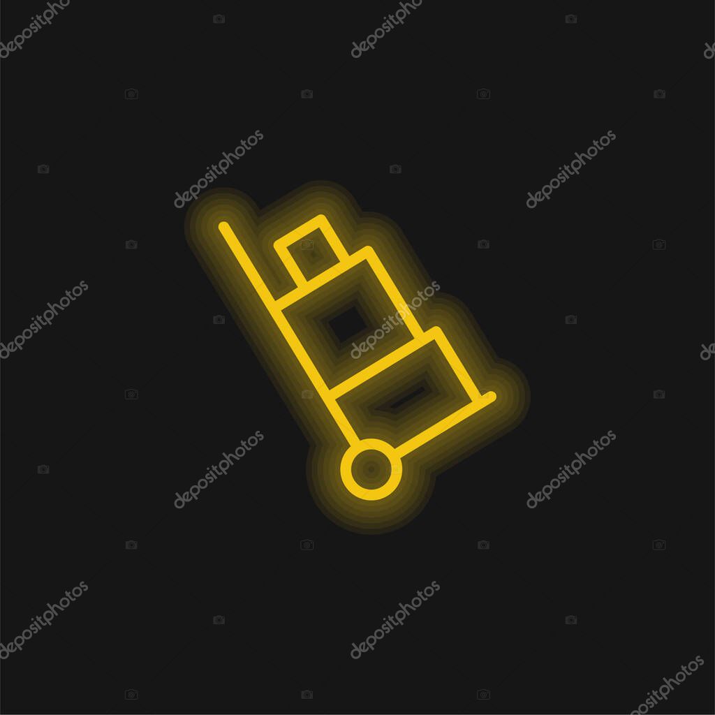 Baggage yellow glowing neon icon