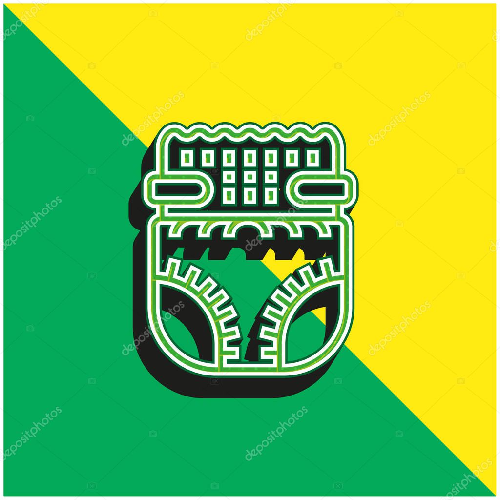 Baby Diaper Green and yellow modern 3d vector icon logo