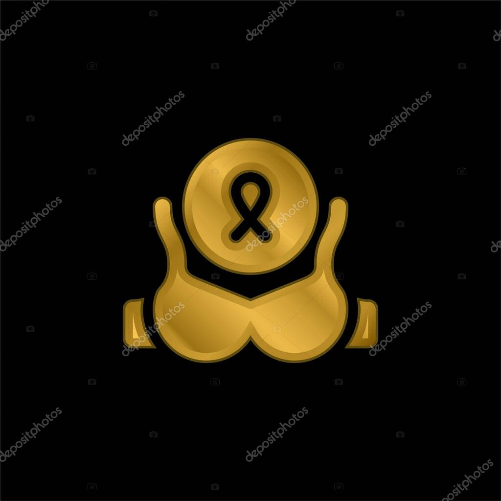 Bra gold plated metalic icon or logo vector