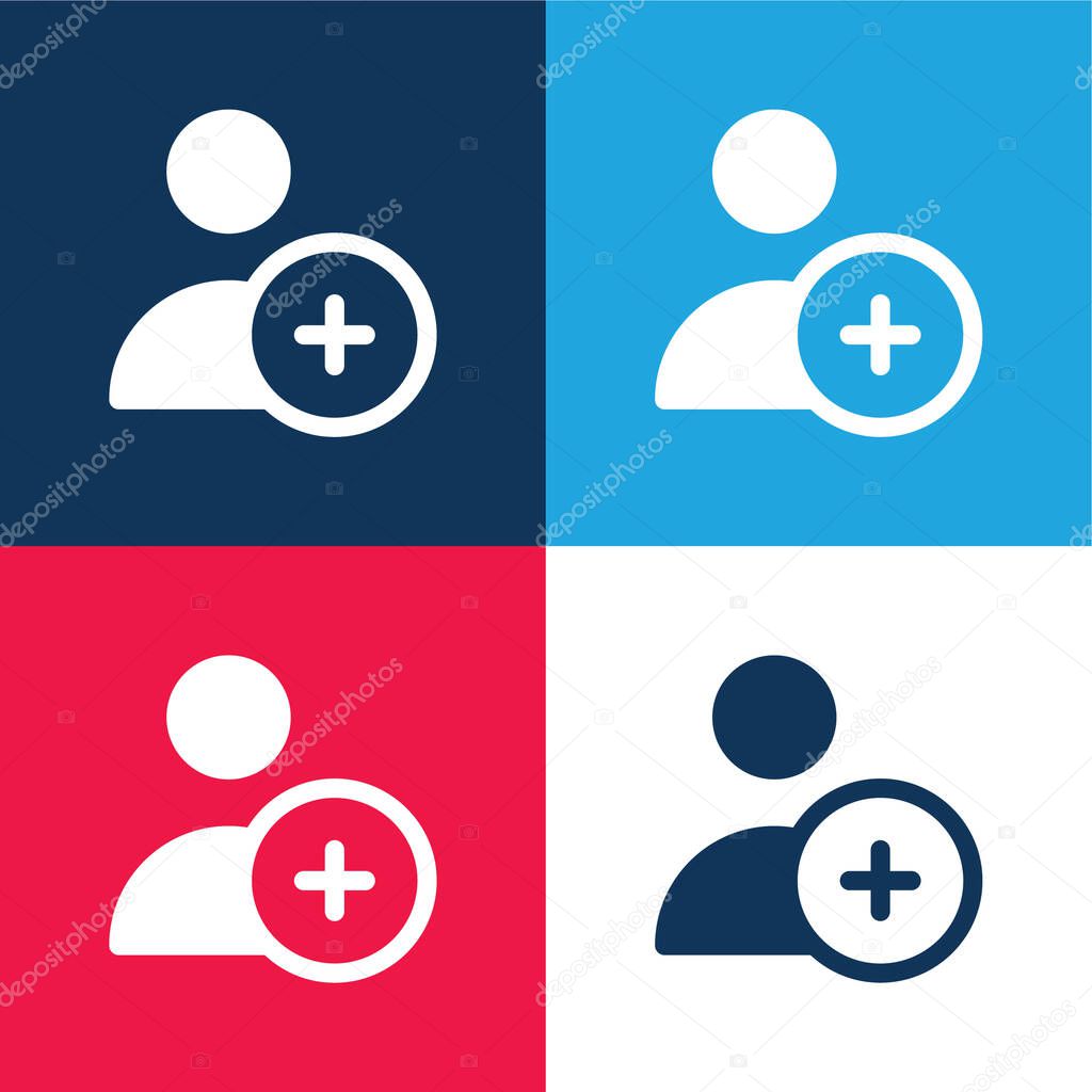 Add User blue and red four color minimal icon set