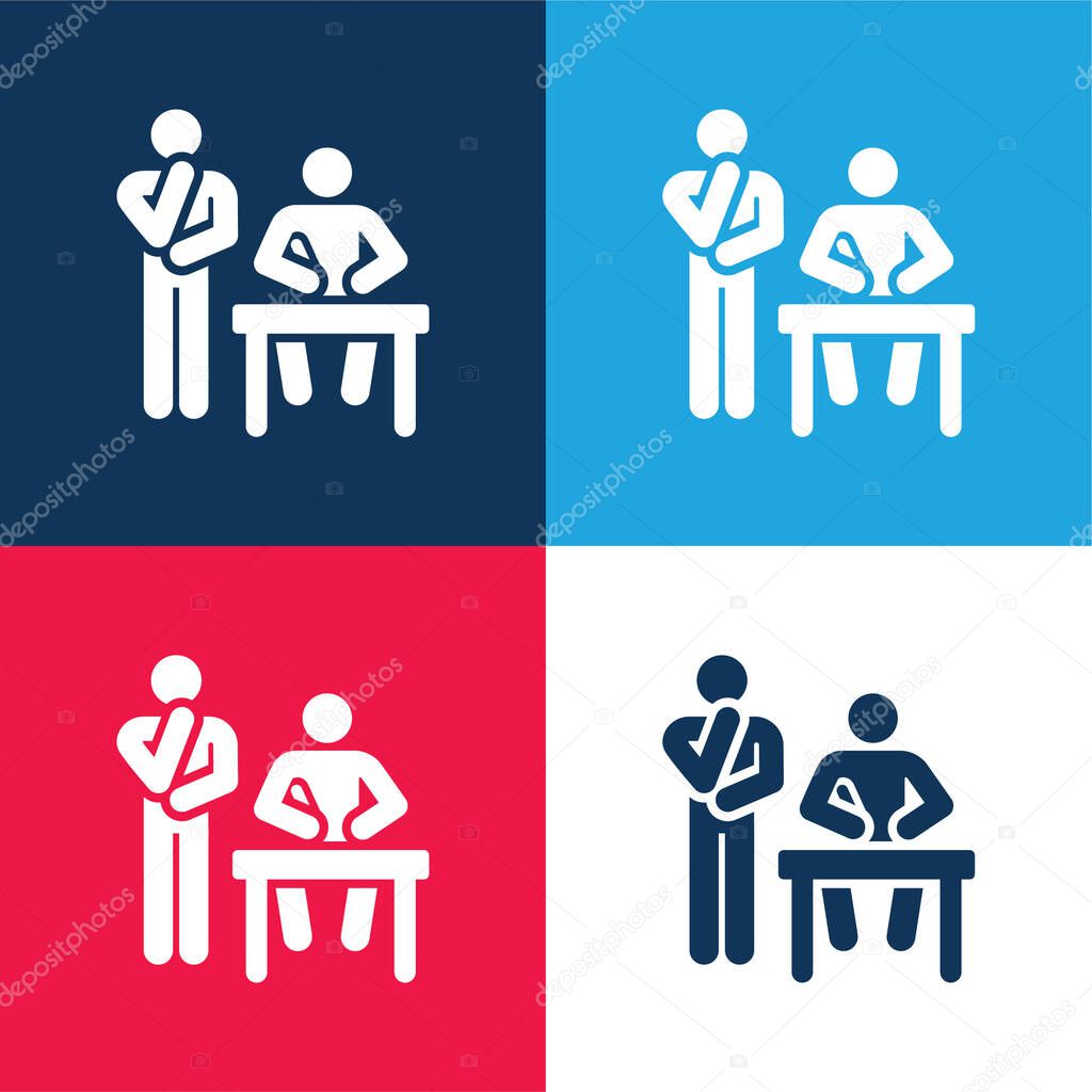Brainstorming blue and red four color minimal icon set