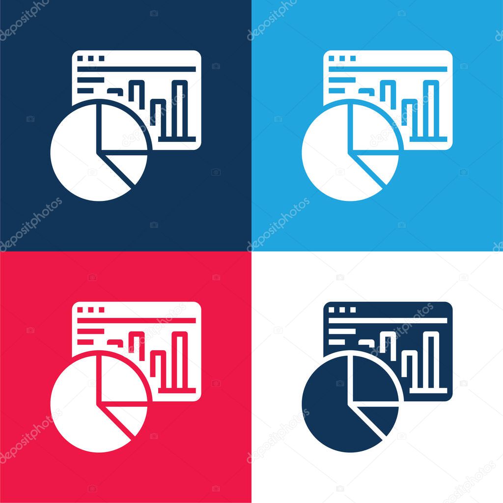 Admin blue and red four color minimal icon set