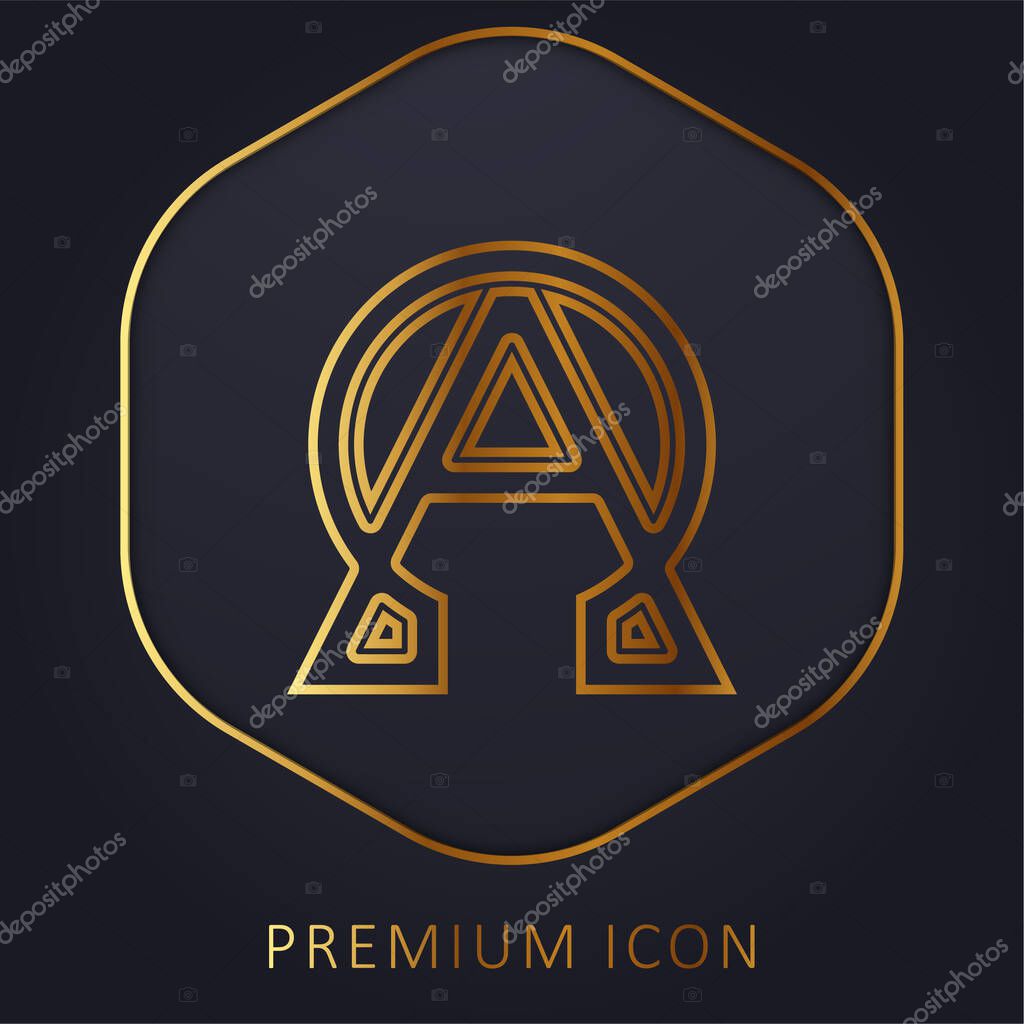 Alpha And Omega golden line premium logo or icon