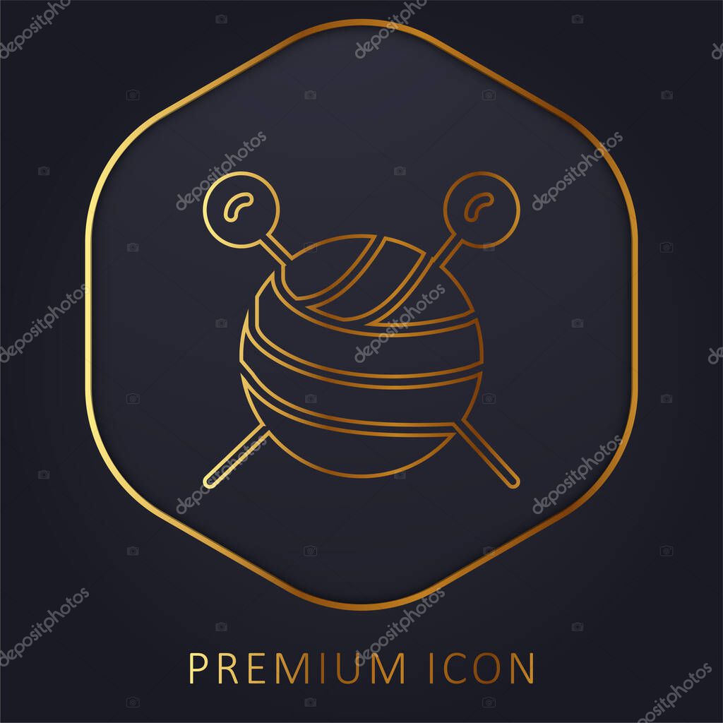 Ball Of Wool golden line premium logo or icon