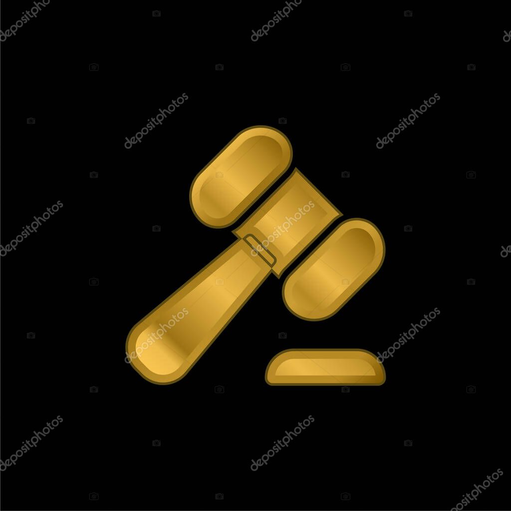 Auction gold plated metalic icon or logo vector