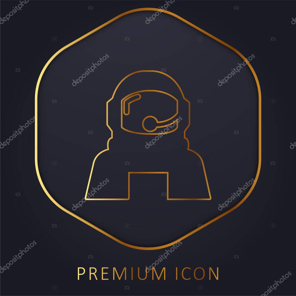 Astronaut Helmet Protection For Outer Space golden line premium logo or icon
