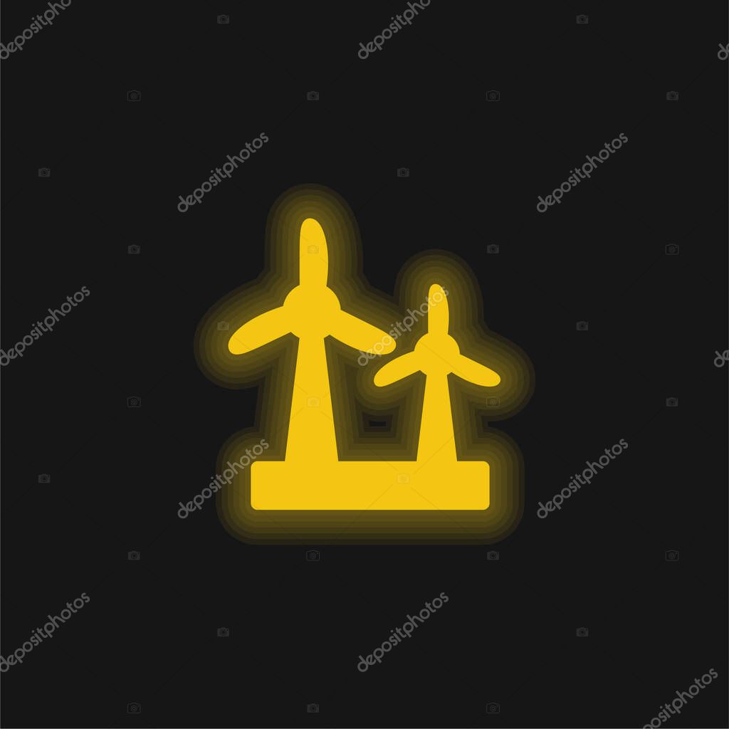 Air Turbine yellow glowing neon icon