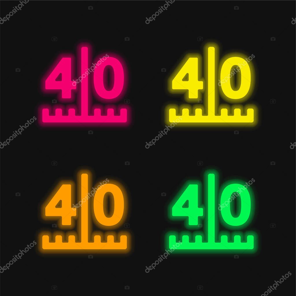 American Football Scores Numbers four color glowing neon vector icon