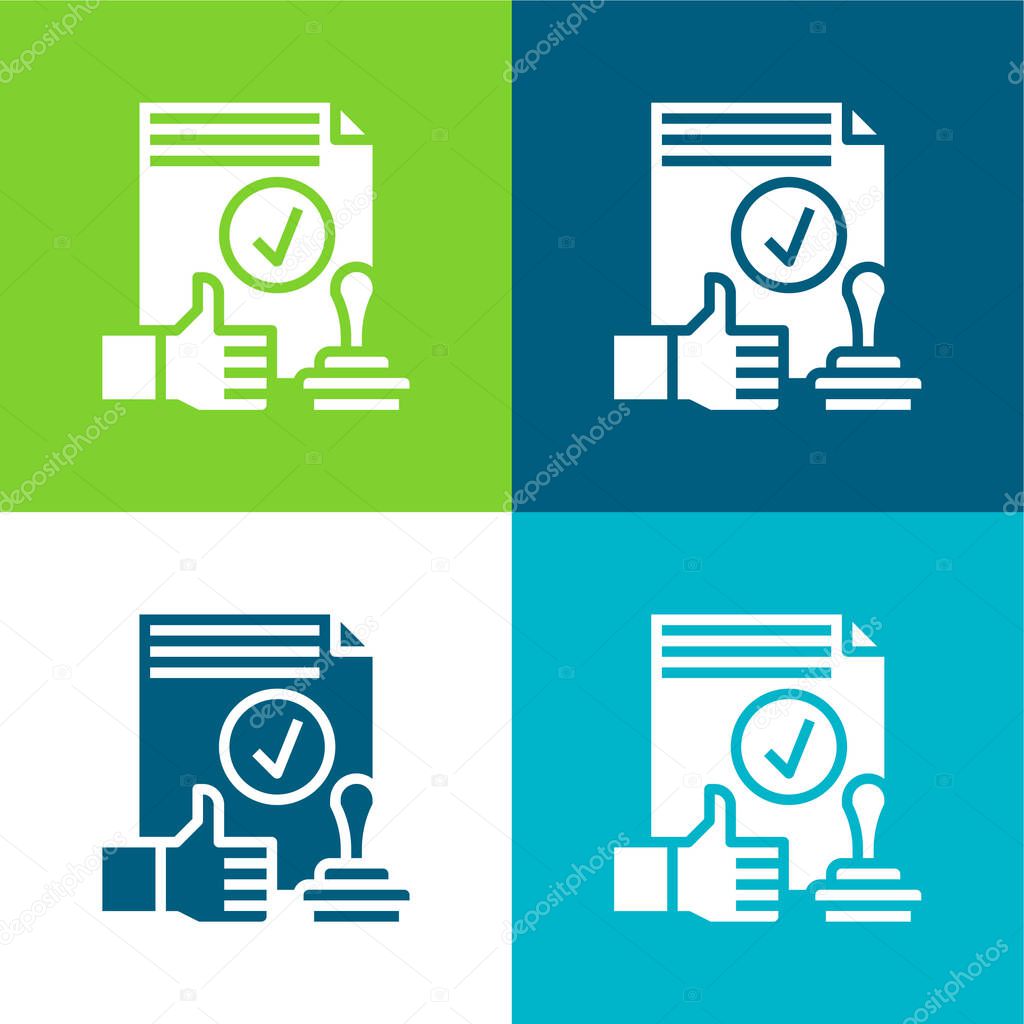 Approval Flat four color minimal icon set