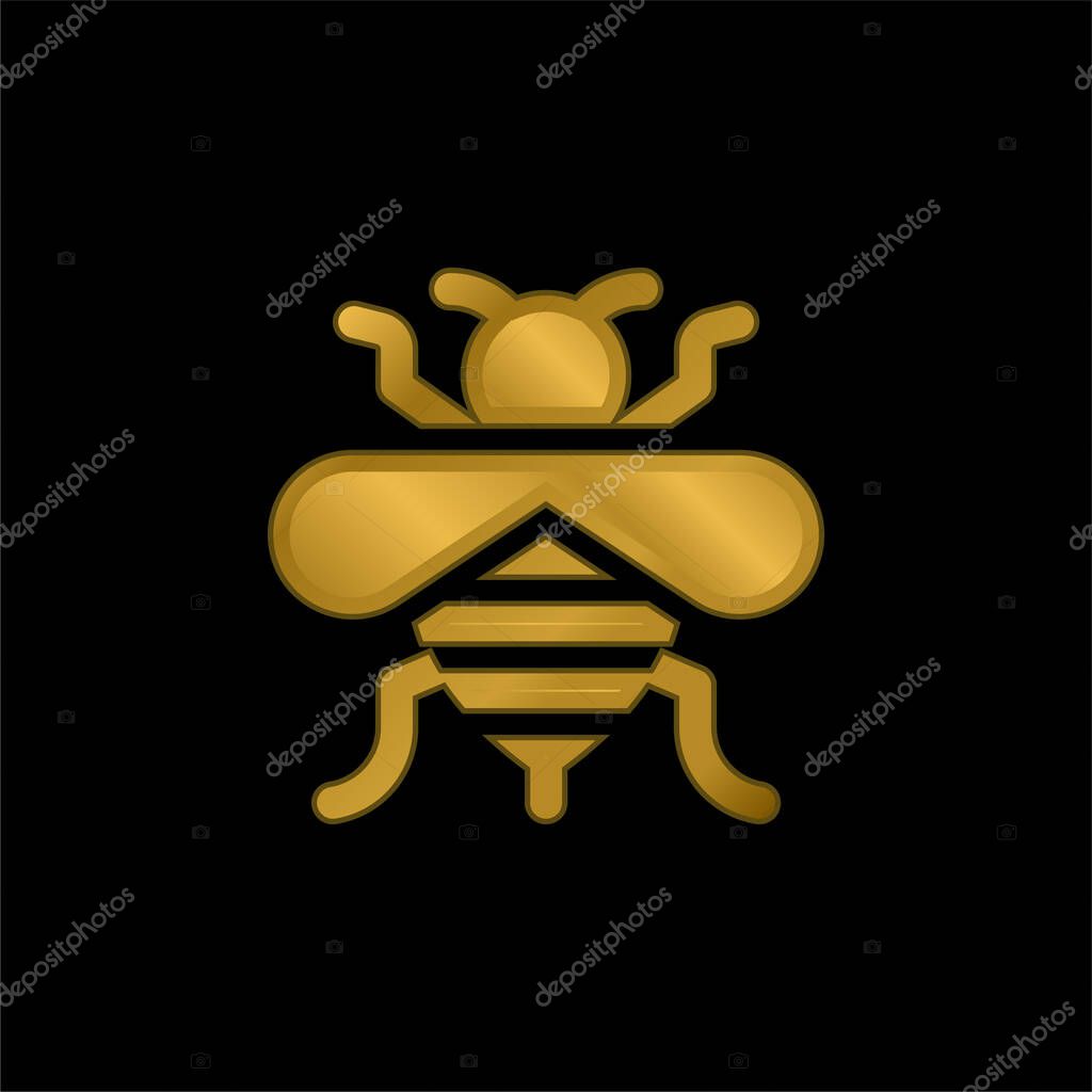 Bee gold plated metalic icon or logo vector