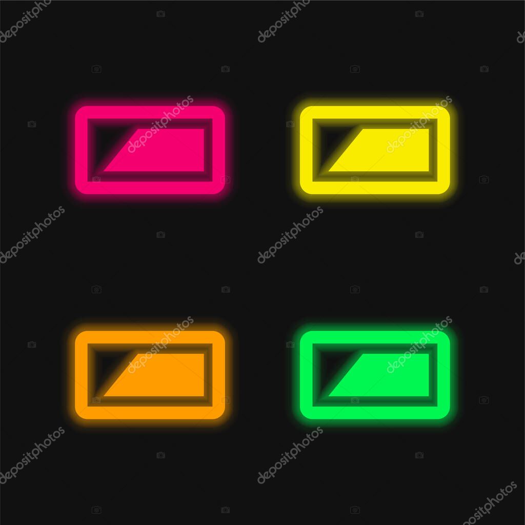 Battery four color glowing neon vector icon