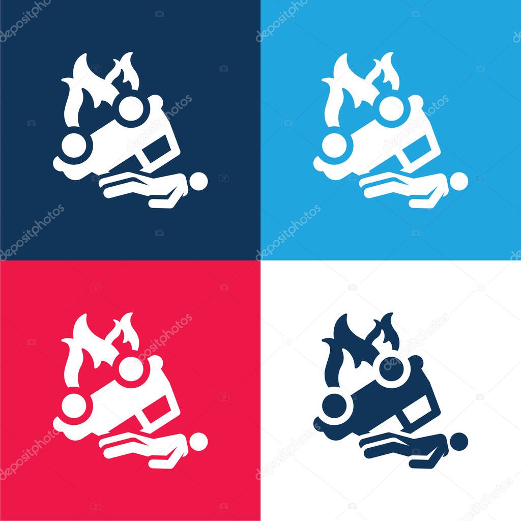 Accident blue and red four color minimal icon set
