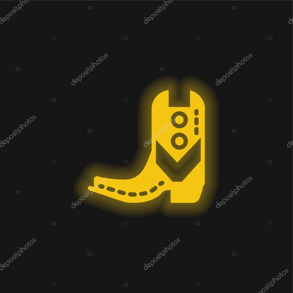 Boot yellow glowing neon icon