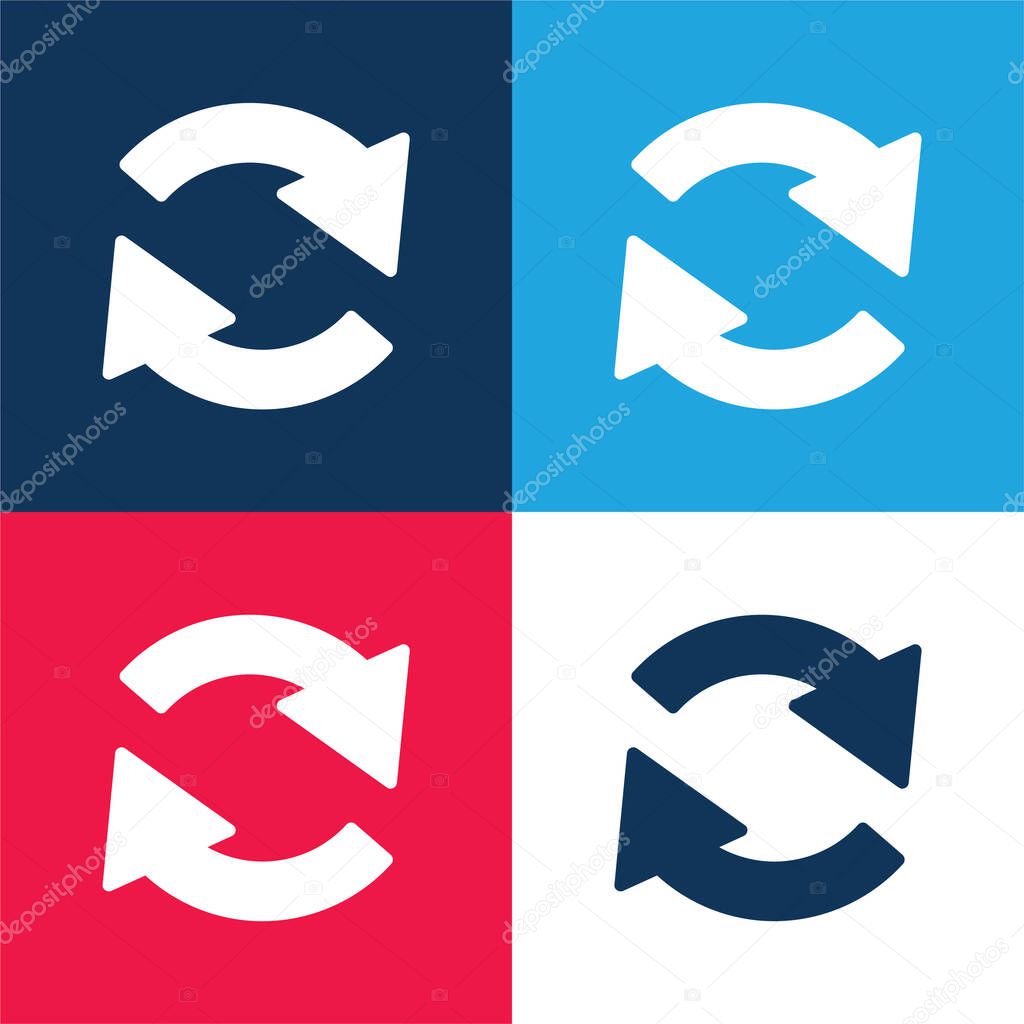 Arrows Circle Of Two Rotating In Clockwise Direction blue and red four color minimal icon set