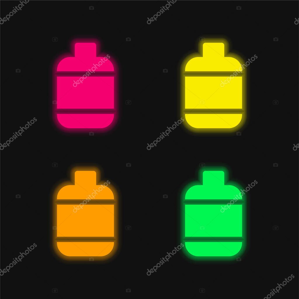 Bottle four color glowing neon vector icon