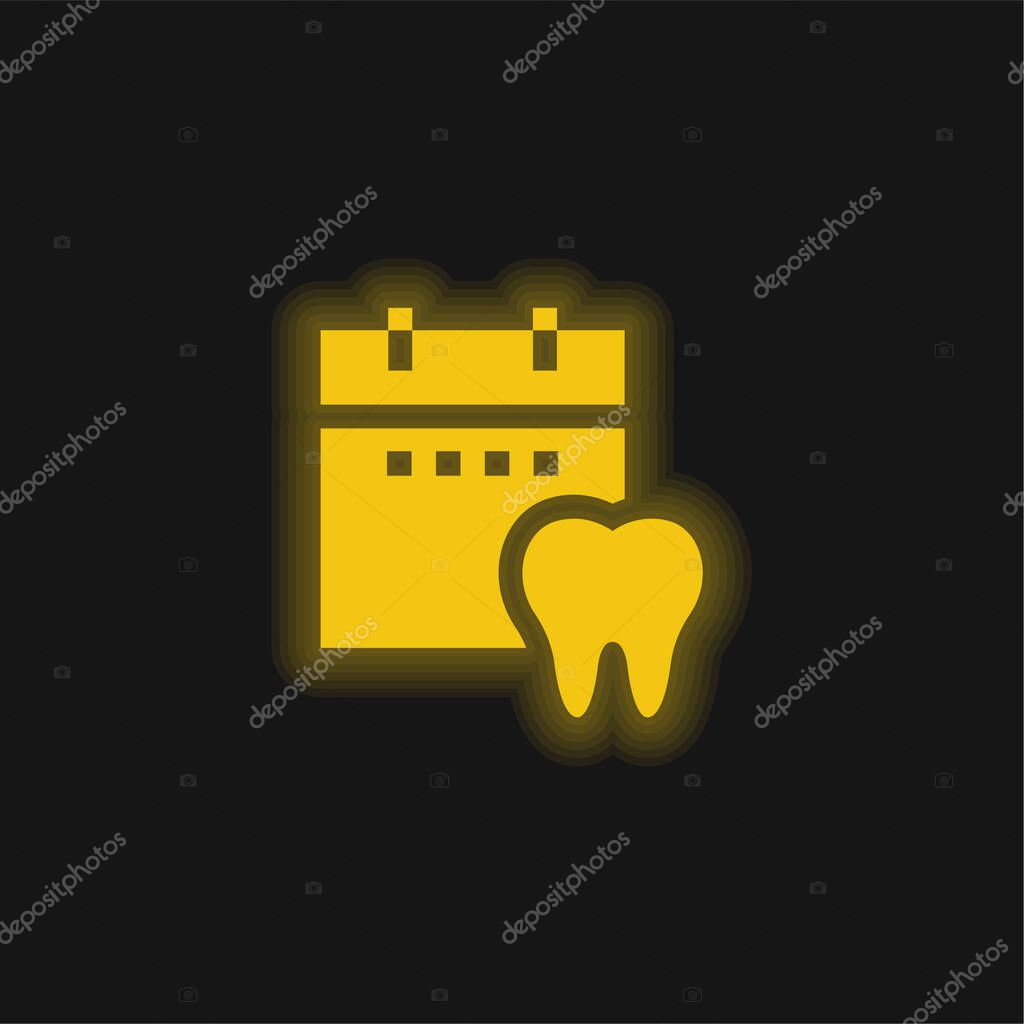 Appointment yellow glowing neon icon