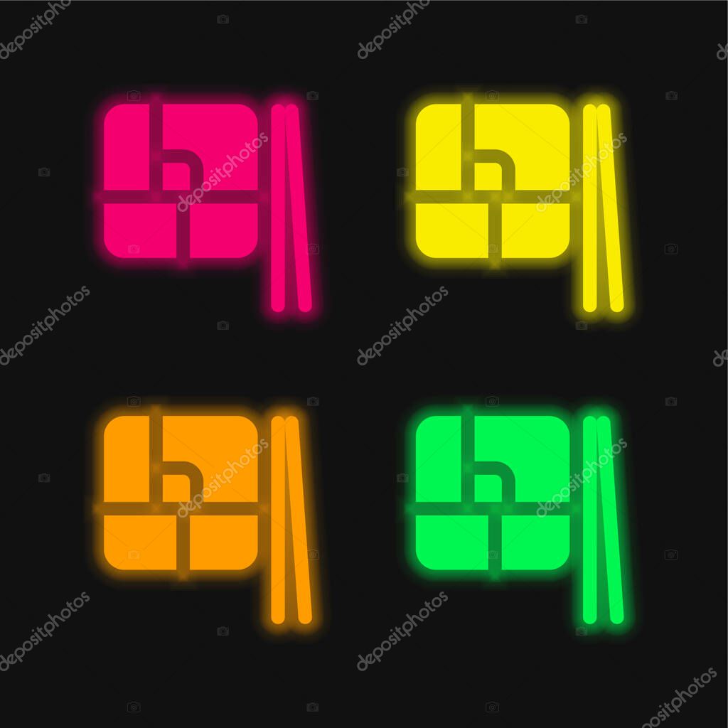 Bento four color glowing neon vector icon