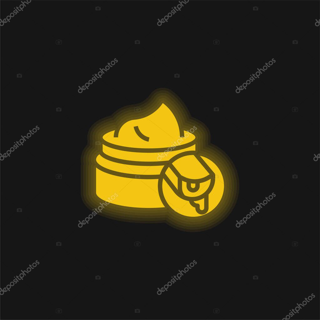 Aloe Vera yellow glowing neon icon