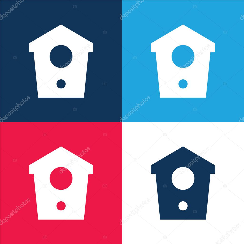 Birdhouse blue and red four color minimal icon set