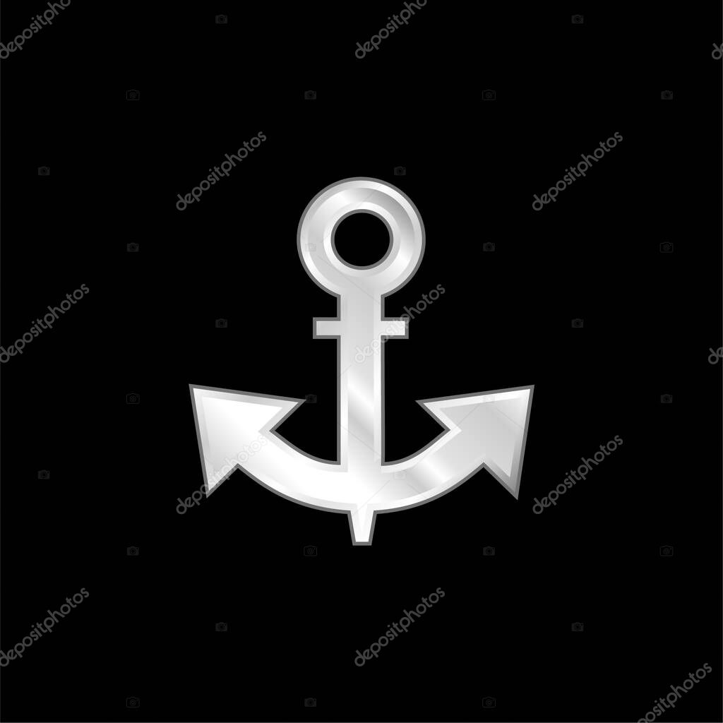 Boat Anchor silver plated metallic icon