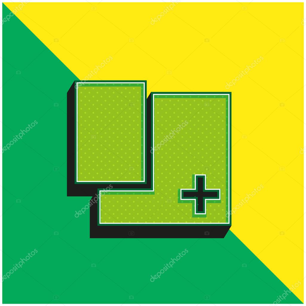 Add Rectangular Shape Button Green and yellow modern 3d vector icon logo