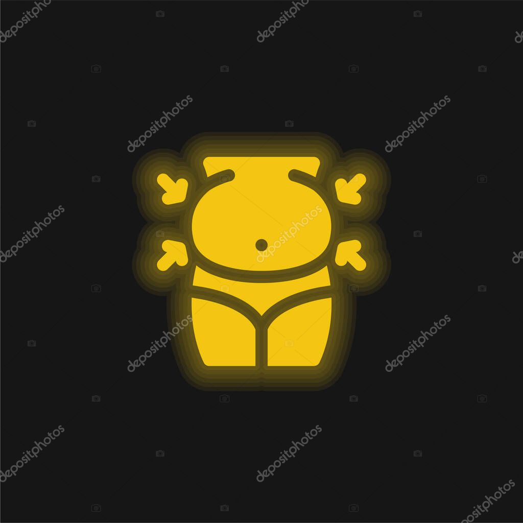 Belly yellow glowing neon icon