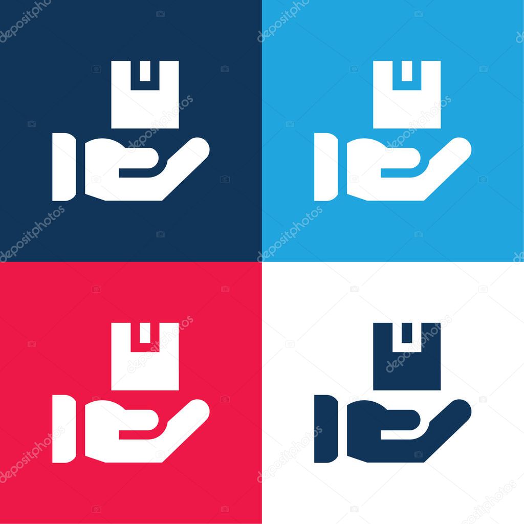 Box blue and red four color minimal icon set