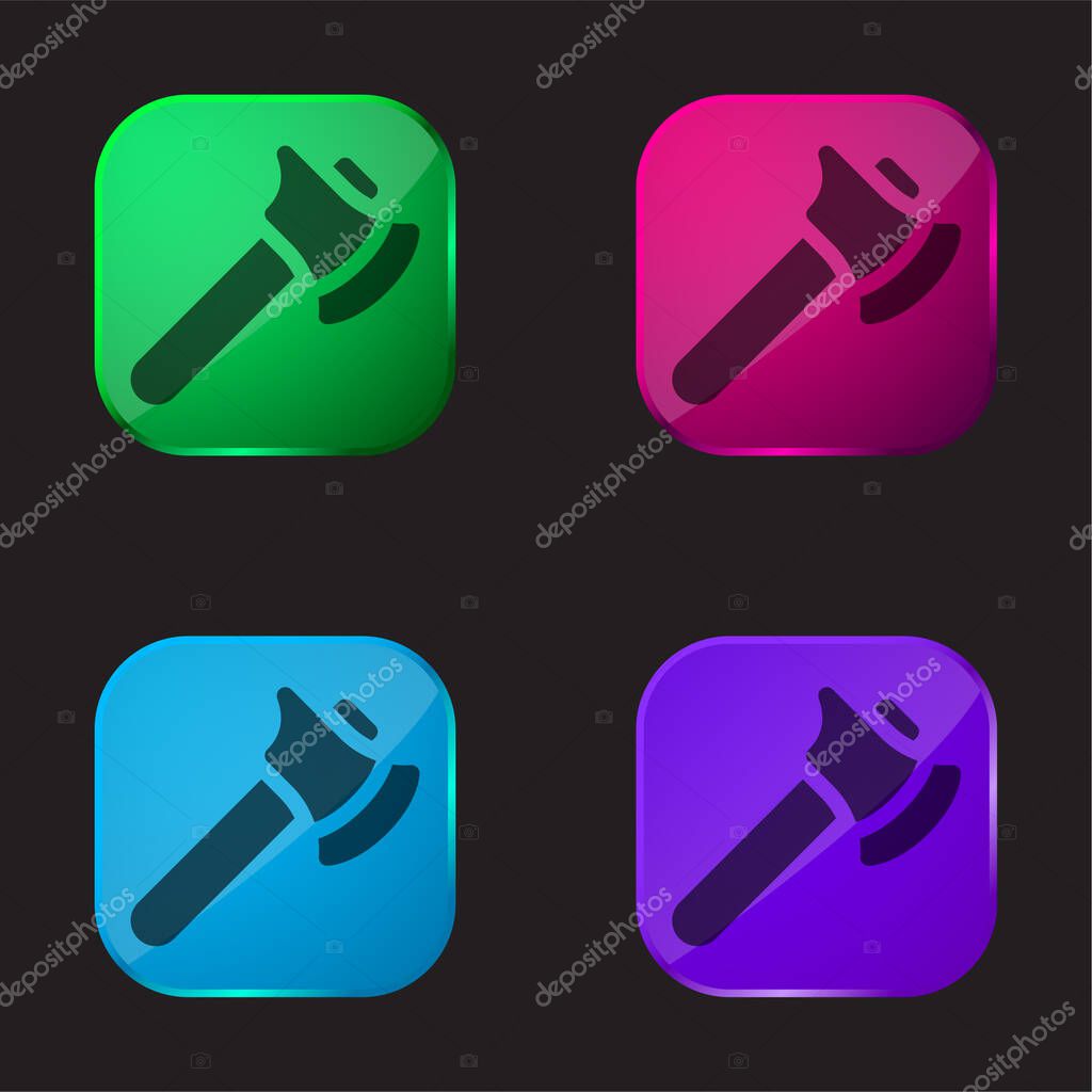 Axe four color glass button icon