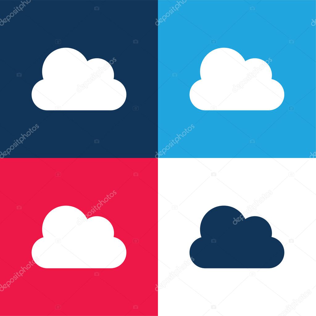 Big Cloud blue and red four color minimal icon set