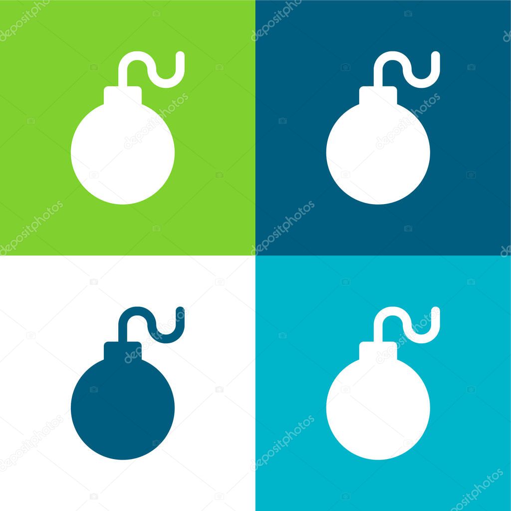 Bomb Flat four color minimal icon set