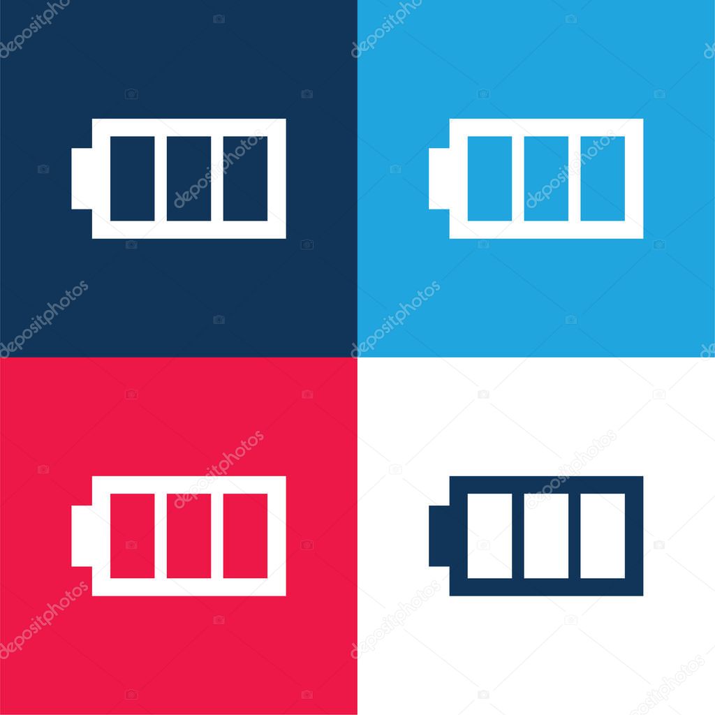Battery With Three Empty Areas blue and red four color minimal icon set