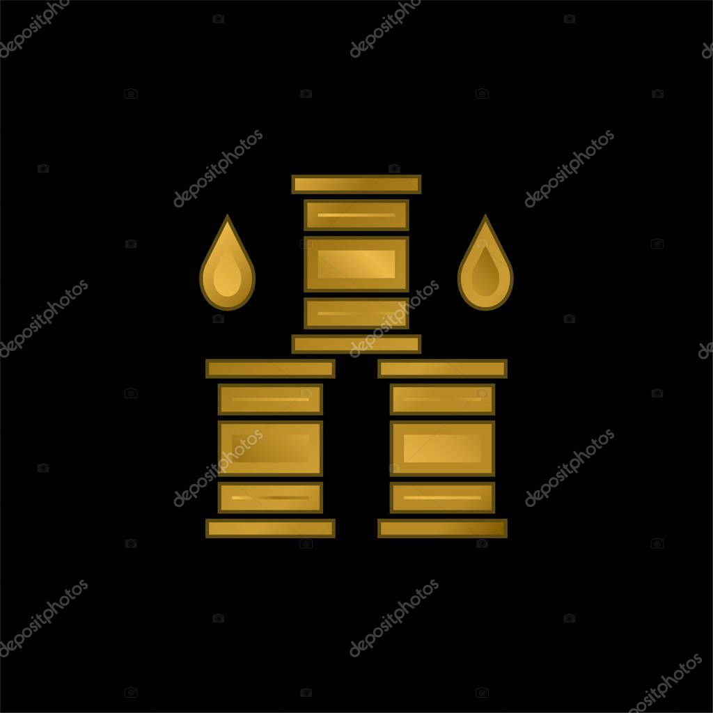 Barrel gold plated metalic icon or logo vector