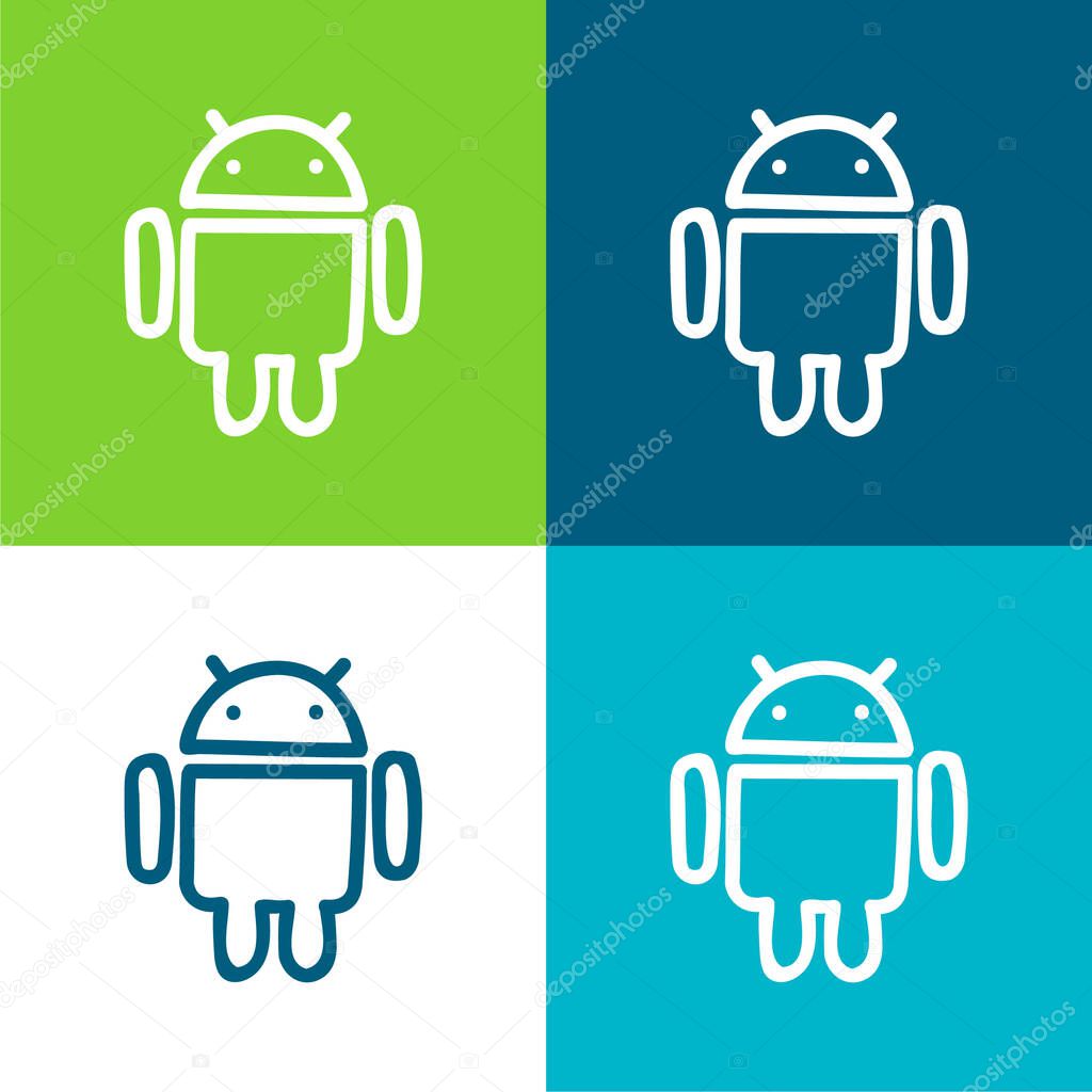 Android Hand Drawn Logo Outline Flat four color minimal icon set