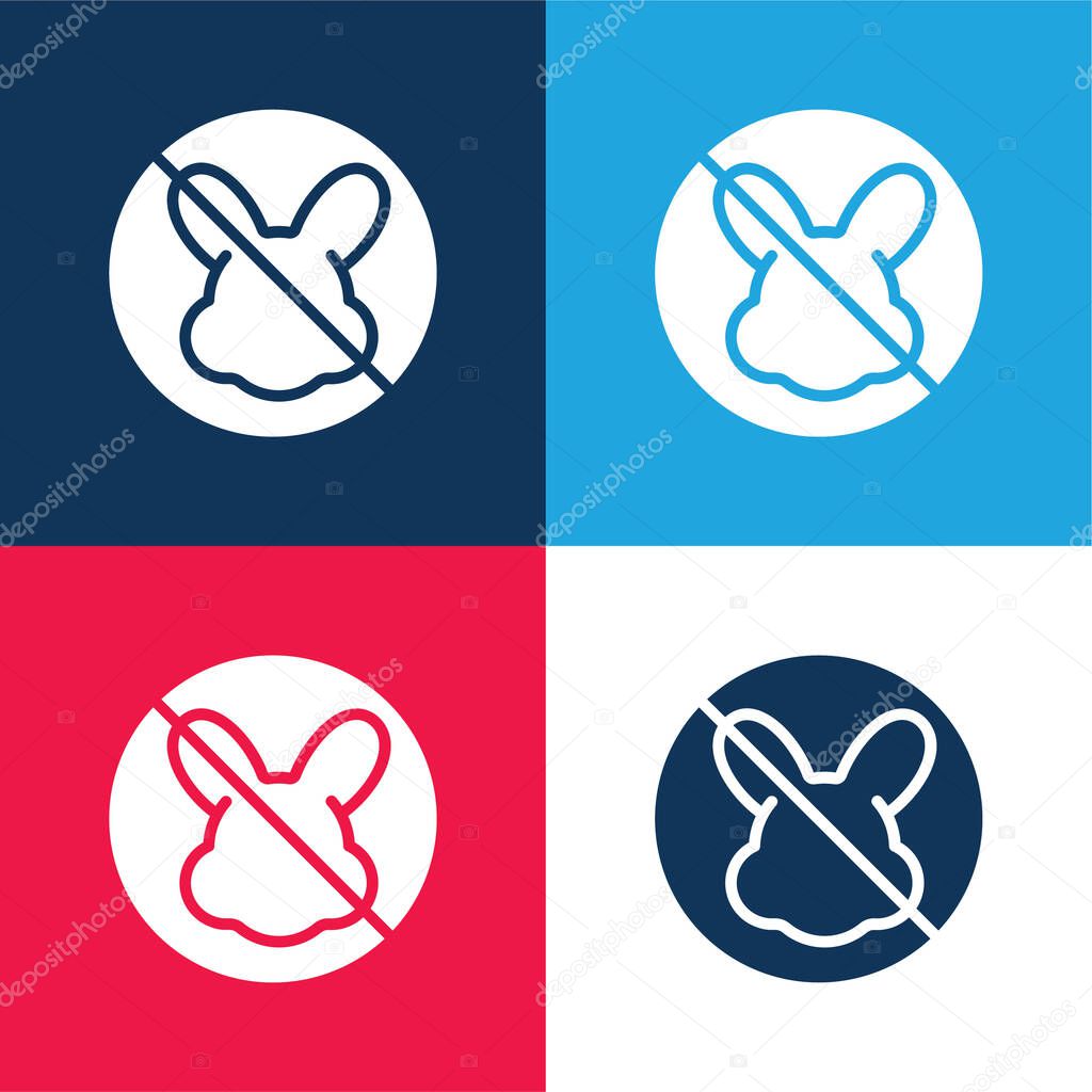Animal Cruelty blue and red four color minimal icon set