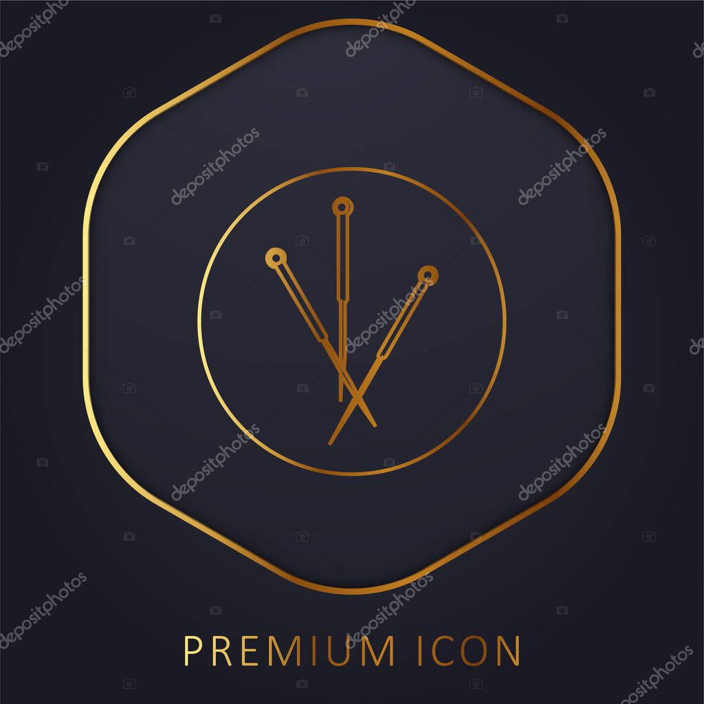 Acupuncture Needles In A Circle golden line premium logo or icon
